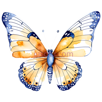 蝴蝶,水彩画,黄色, 蓝色, PNG