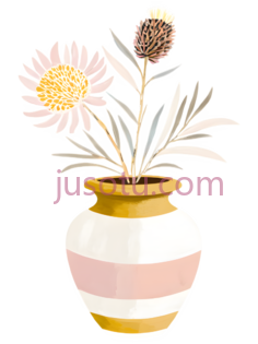 花瓶,插画,白色,粉色,黄色PNG
