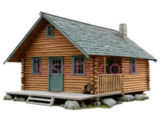 小木屋,乡村,棕色,绿色PNG