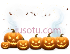 南瓜灯,雕刻有表情,橙色PNG