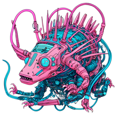 机械生物,科幻,粉色,蓝色, PNG