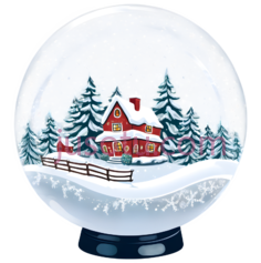 水晶球,圣诞节,雪村PNG