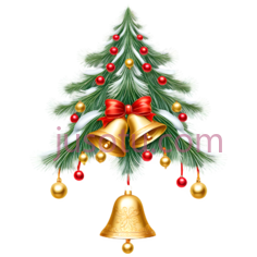 圣诞树,装饰性,绿色, 金色, 红色PNG