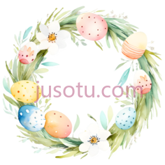 花环,水彩画,绿色,白色,黄色,蓝色,粉色PNG