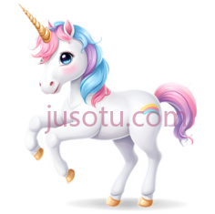 独角兽,卡通,白色身体,粉色鬃毛,尾巴PNG