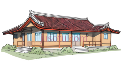 房屋,中式建筑,棕色,白色, PNG