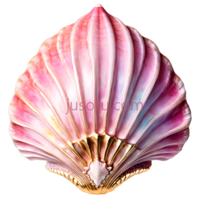 水彩画,粉色,螺贝壳,金色, PNG