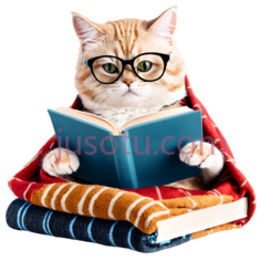 猫,眼镜,读书,毛毯, PNG