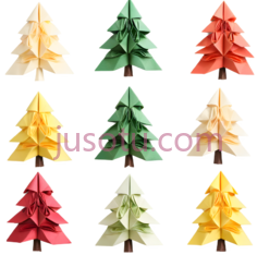 圣诞树,折纸,黄色PNG