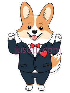 柯基犬,卡通,棕色, 白色PNG