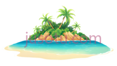 岛屿,卡通,绿色, 蓝色, 黄色PNG