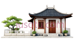 房屋,中式建筑,白色,红色,灰色PNG