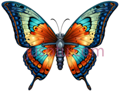 蝴蝶,蓝色,橙色,黄色PNG
