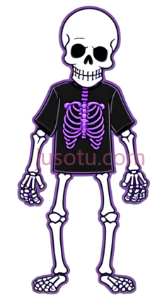 骷髅,卡通,白色,黑色,紫色PNG