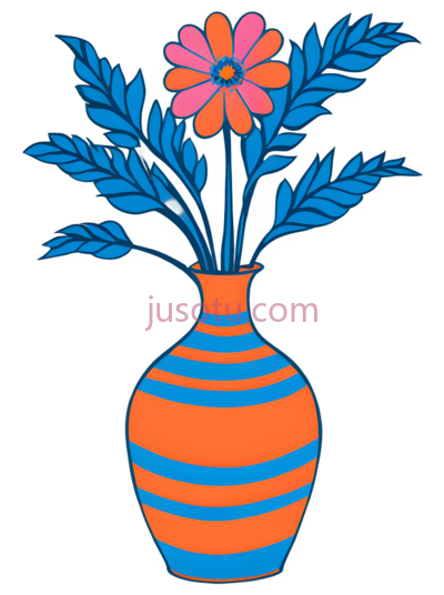 花瓶,插画,橙色,蓝色, PNG
