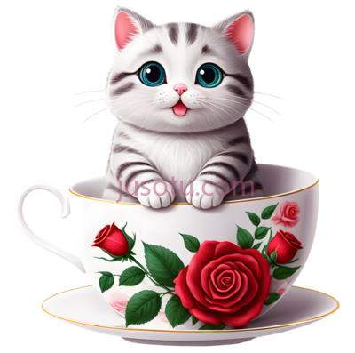 小猫,卡通,白色,灰色, PNG