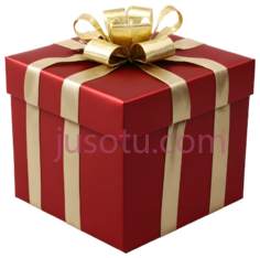 礼物盒,方形,红色,金色PNG