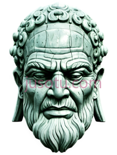 雕像头部,古典雕塑,浅绿色PNG