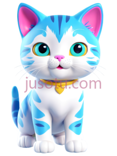 卡通猫,可爱,蓝色,白色PNG