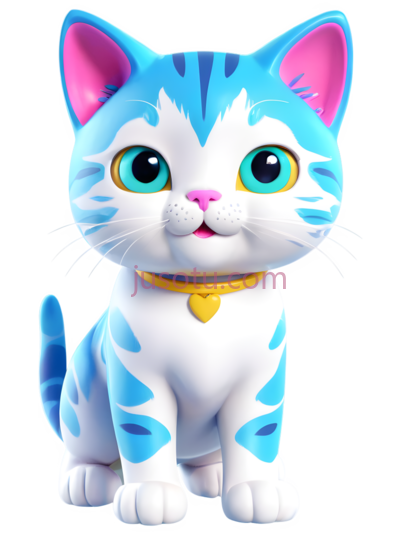 卡通猫,可爱,蓝色,白色, PNG