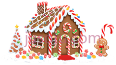 姜饼屋,卡通,棕色,红色,白色PNG