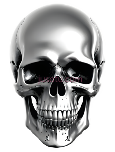 头骨,3D,银色, PNG