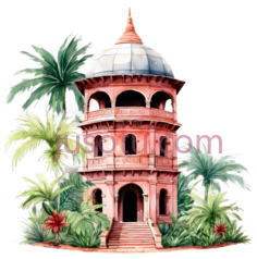 塔,插画,红色PNG