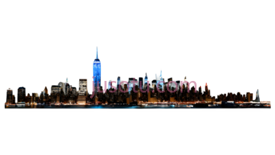 城市天际线,夜景,蓝色,白色, PNG