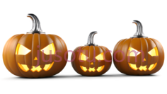 南瓜灯,雕刻有表情,橙色PNG