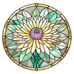 花,彩色玻璃,黄色,紫色,绿色PNG