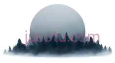 树木,月亮,插画,白色PNG