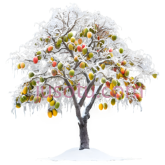 苹果树,雪覆盖,白色,红色PNG
