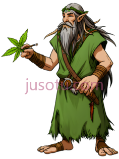 长着胡子的老人,卡通,绿色PNG