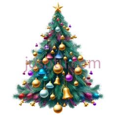 圣诞树,装饰性,绿色, 金色, 红色PNG