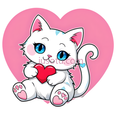猫咪,卡通,白色,粉色,蓝色, PNG