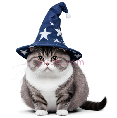 猫,戴着巫师帽,灰色,白色,蓝色, PNG