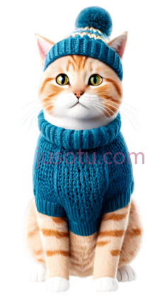 猫,戴帽子,毛衣,橙色,蓝色PNG