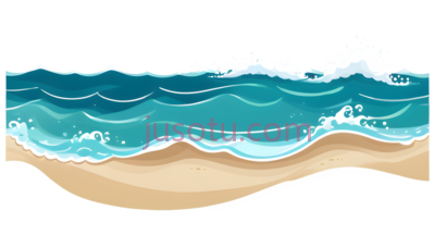 海浪,沙滩,卡通,蓝色, 白色, 棕色, PNG