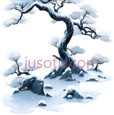 盆景树,水墨画,白色PNG