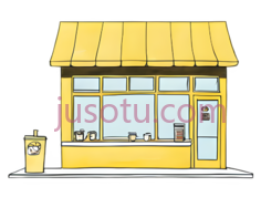 店铺,卡通,黄色PNG