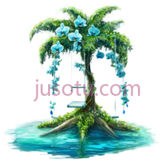 椰子树,插画,绿色PNG