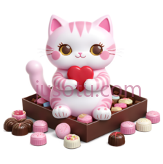 猫咪玩偶,可爱卡通,白色,粉色PNG