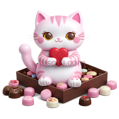 猫咪玩偶,可爱卡通,白色,粉色, PNG