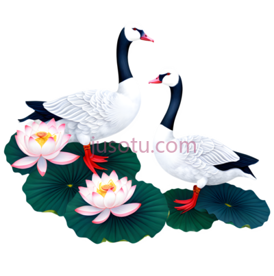 鹅,羽毛,荷花, PNG