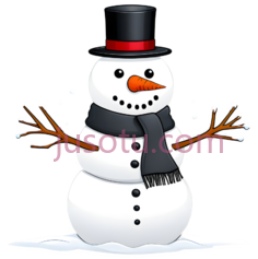 雪人,卡通,白色, 黑色, 红色, 橙色PNG