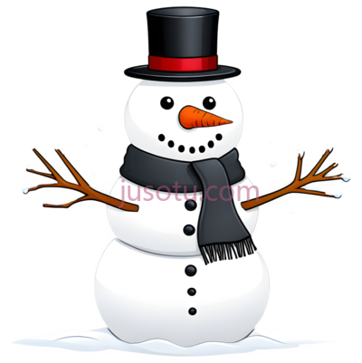 雪人,卡通,白色, 黑色, 红色, 橙色, PNG