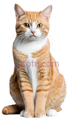 猫,坐姿,橙色,白色PNG
