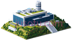 工厂,3D建模,蓝色,白色,绿色PNG