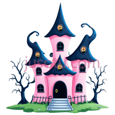 城堡,卡通,粉色,蓝色PNG