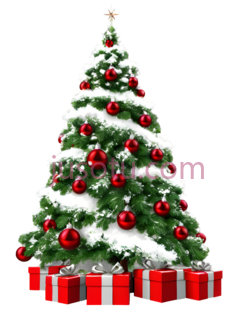 圣诞树,装饰性,绿色, 红色, 白色PNG